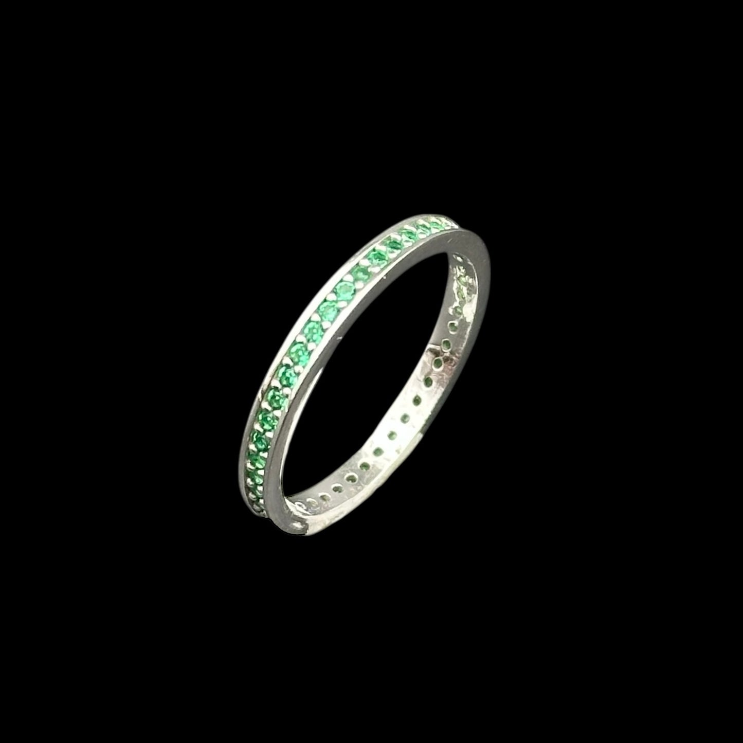 Inel Tennis Green Argint