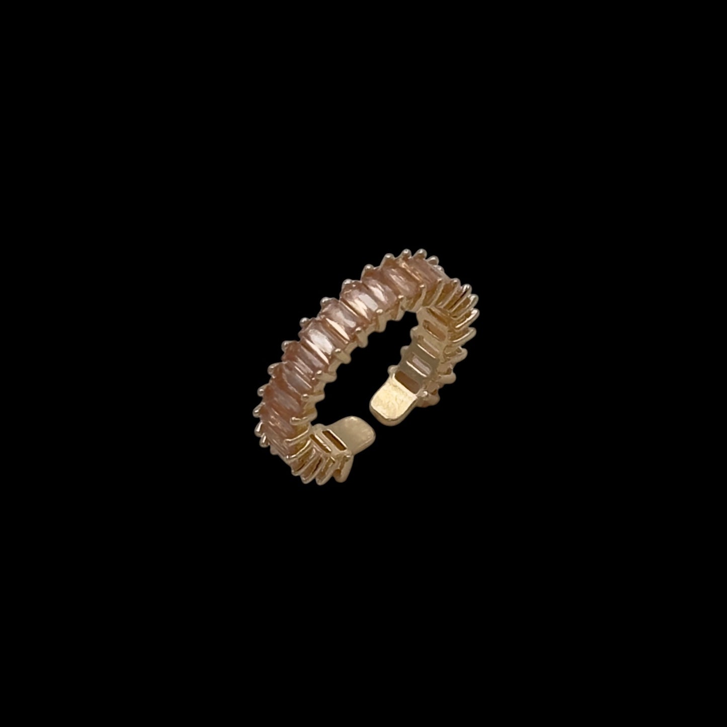 Inel reglabil Tennis Deluxe Pink Placat cu Aur 18K