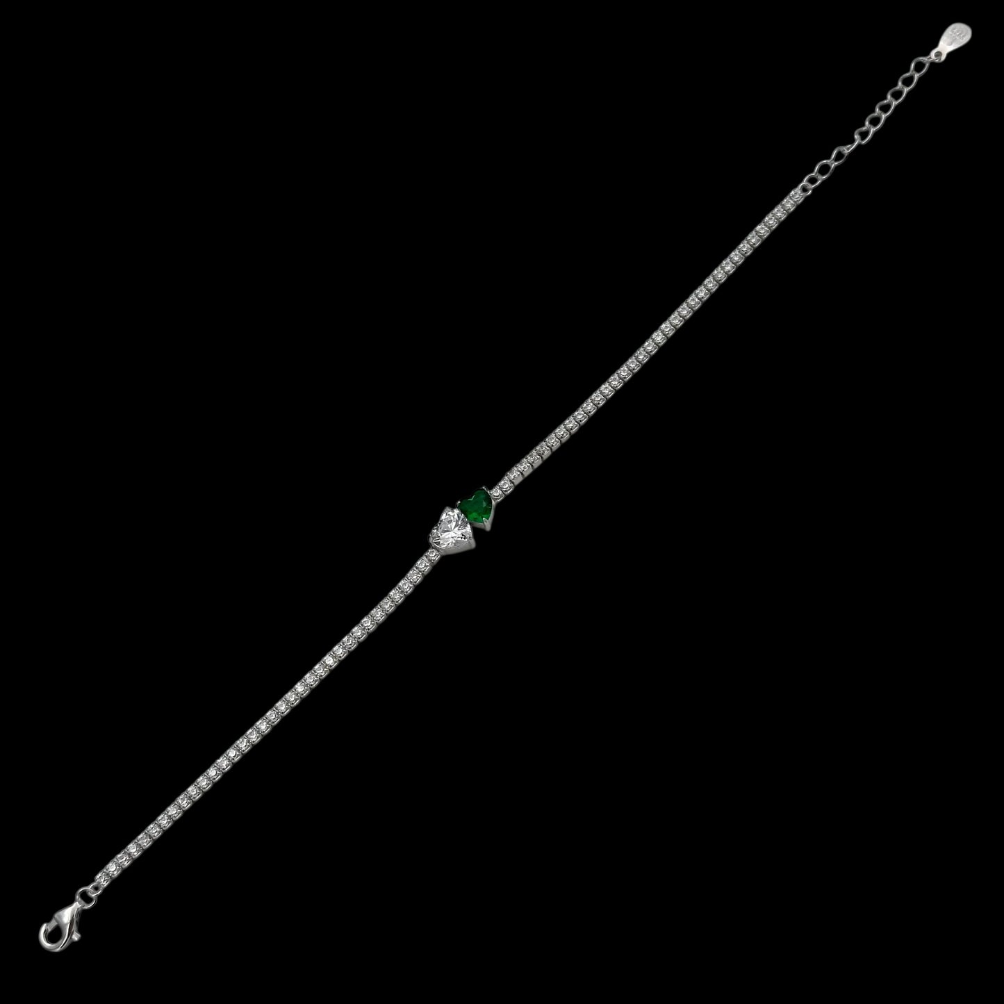 Bratara Tennis Soulmate Green Argint
