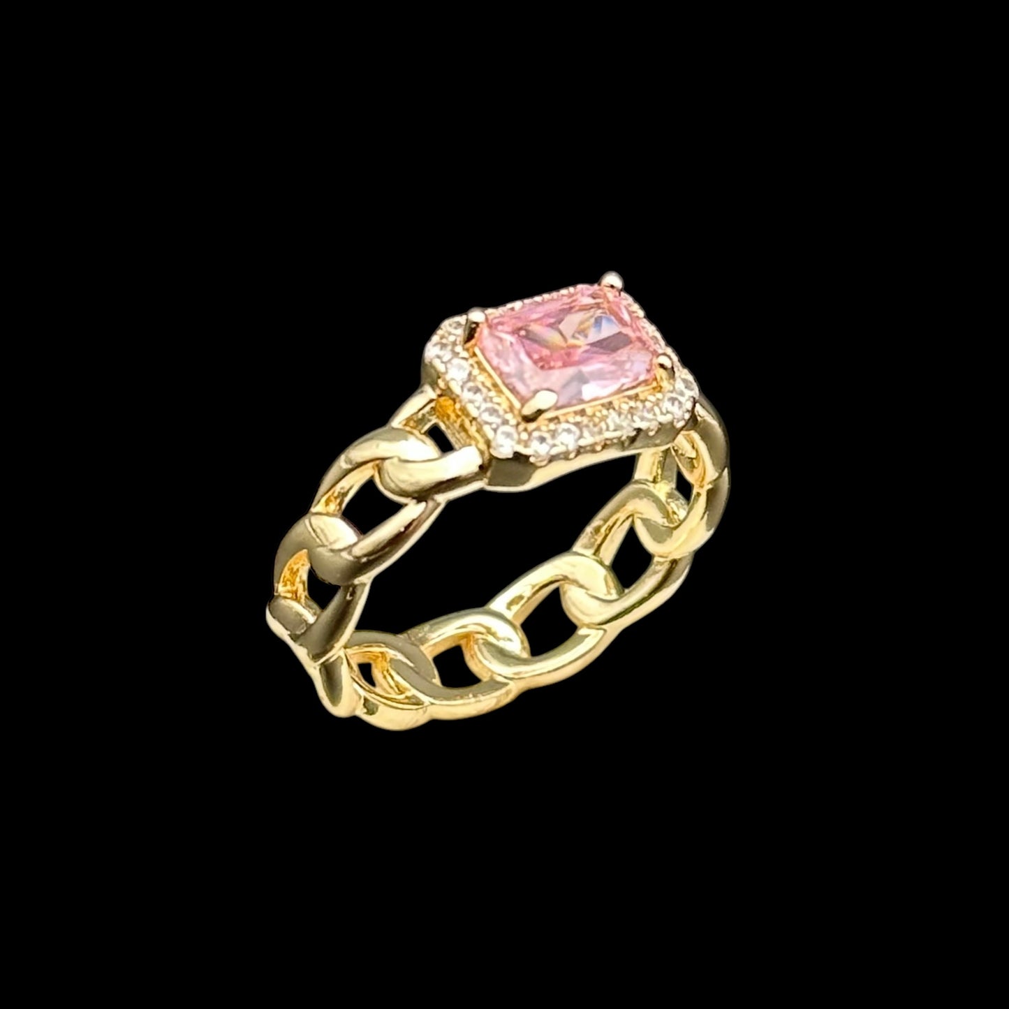 Inel Pink Diamond Placat cu Aur 18K