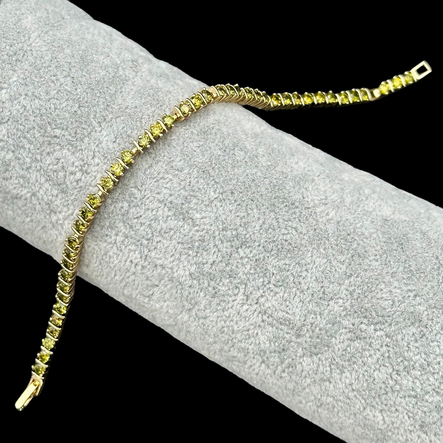 Brățară Tennis Green Placată cu Aur 18K