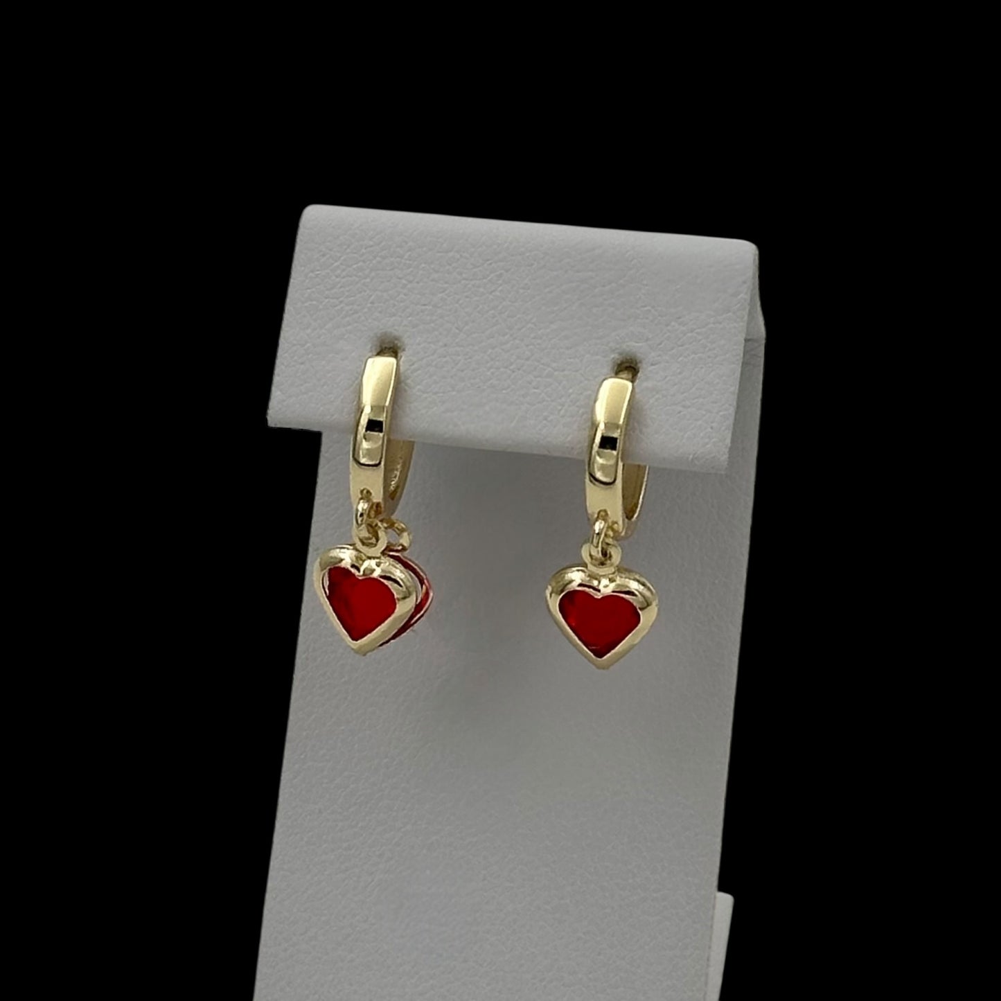 Cercei Mini Red Heart Placați cu Aur 18K