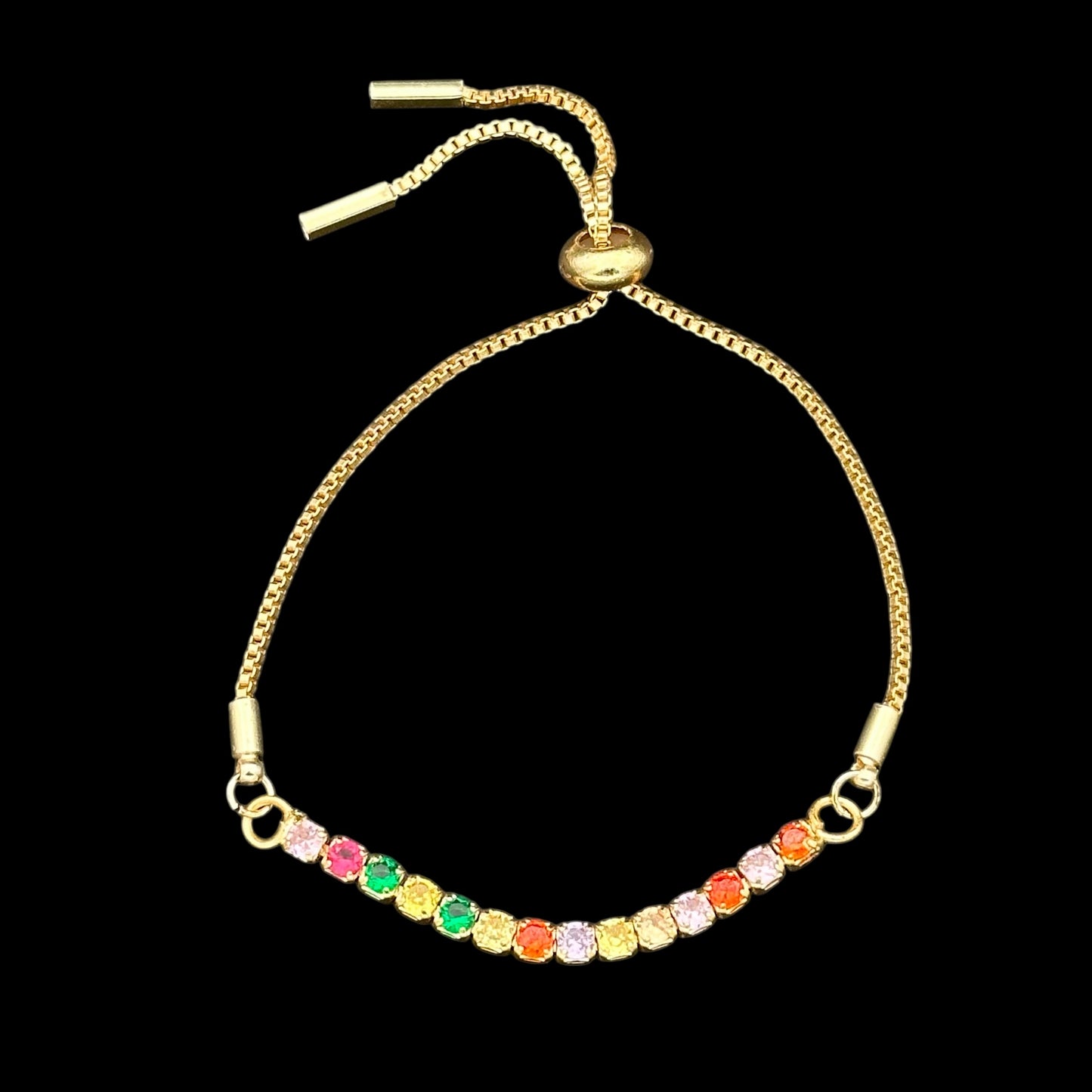 Brățară reglabilă Tennis 3mm Multicolor Placată cu Aur 18K