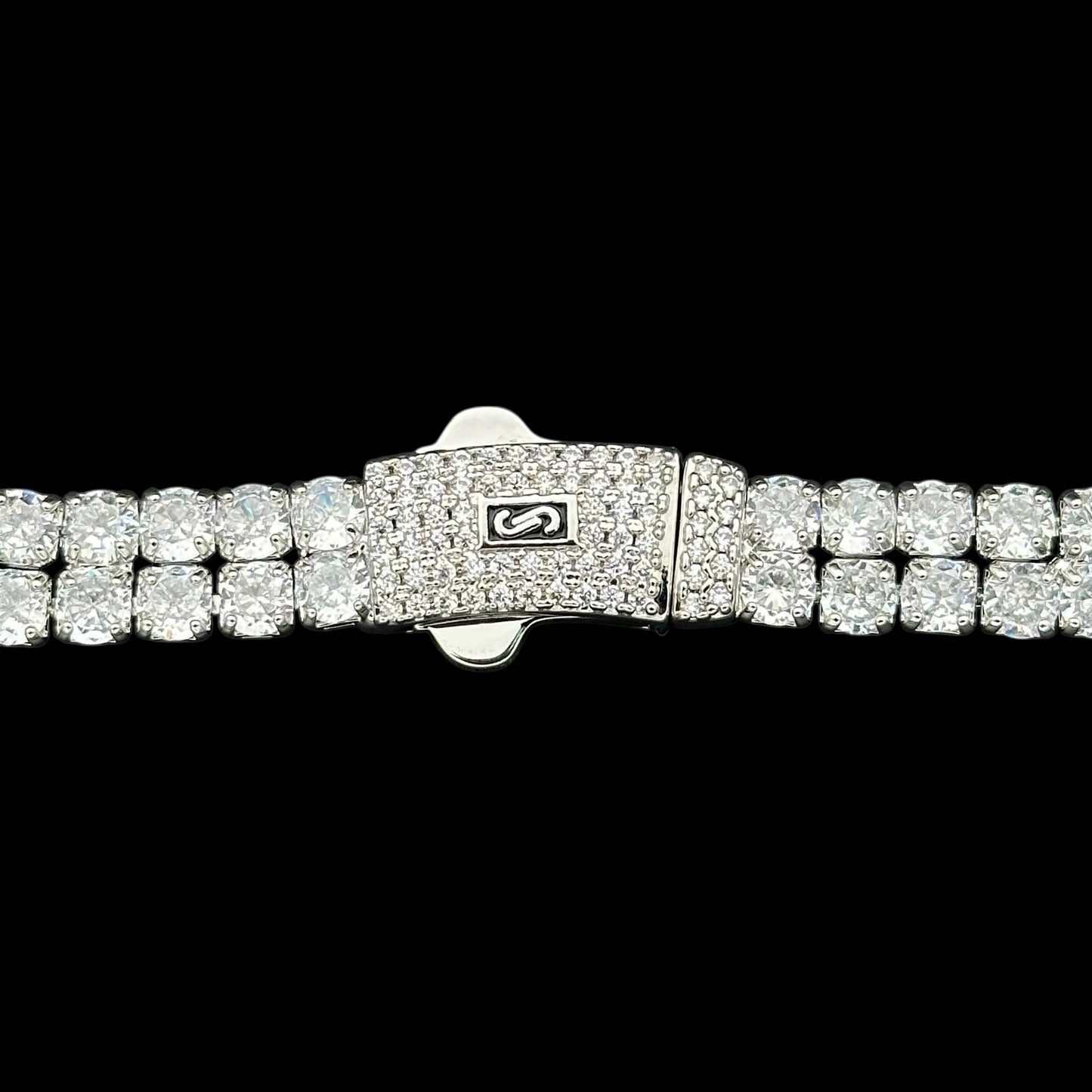 Brățară Tennis Double Miami Placată cu Aur Alb