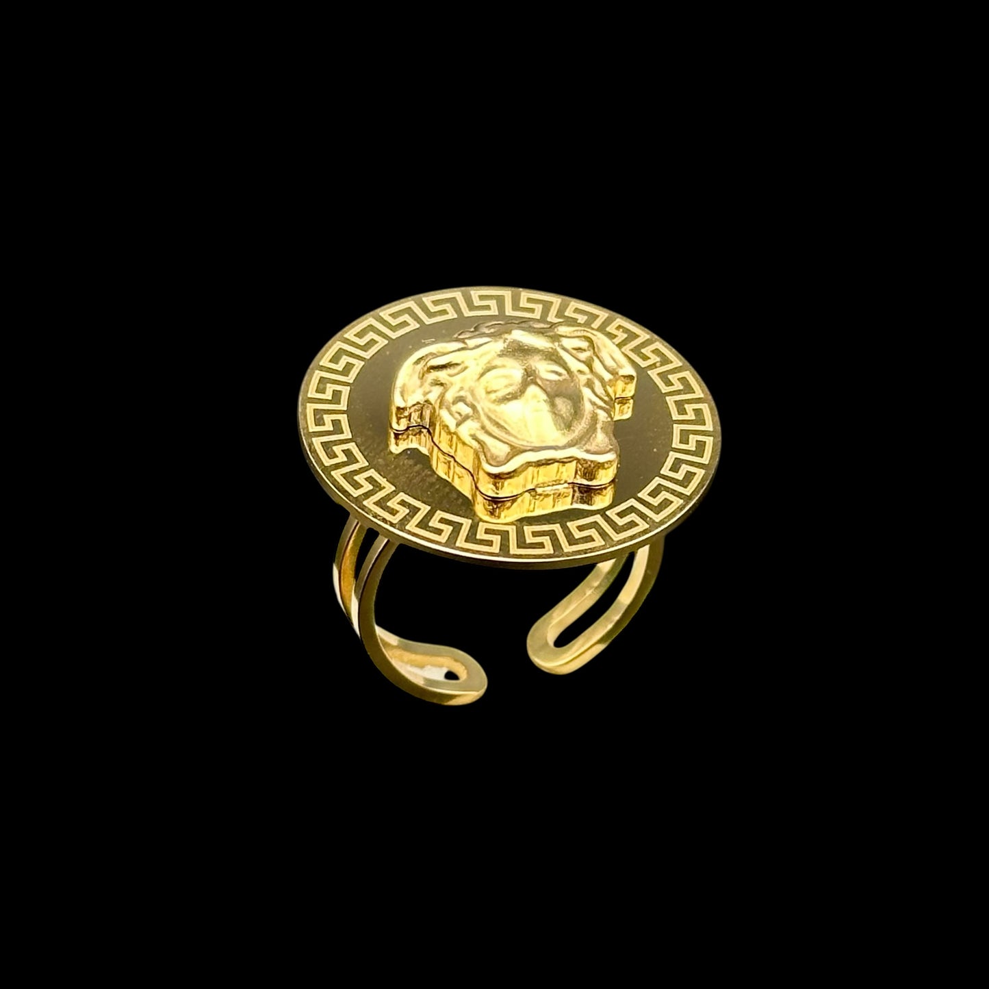 Inel reglabil Medusa Placat cu Aur 18K