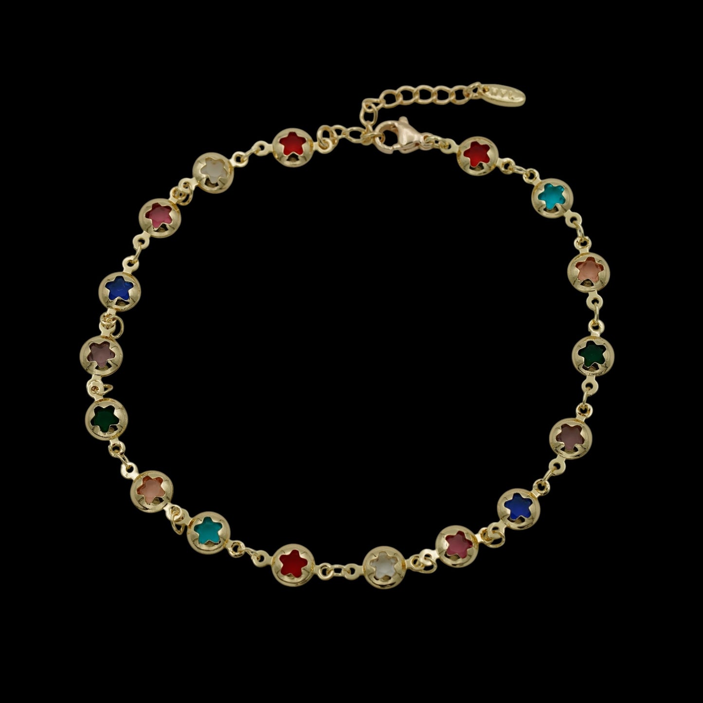 Bratara de picior Multicolor Stars Placata cu Aur 18K