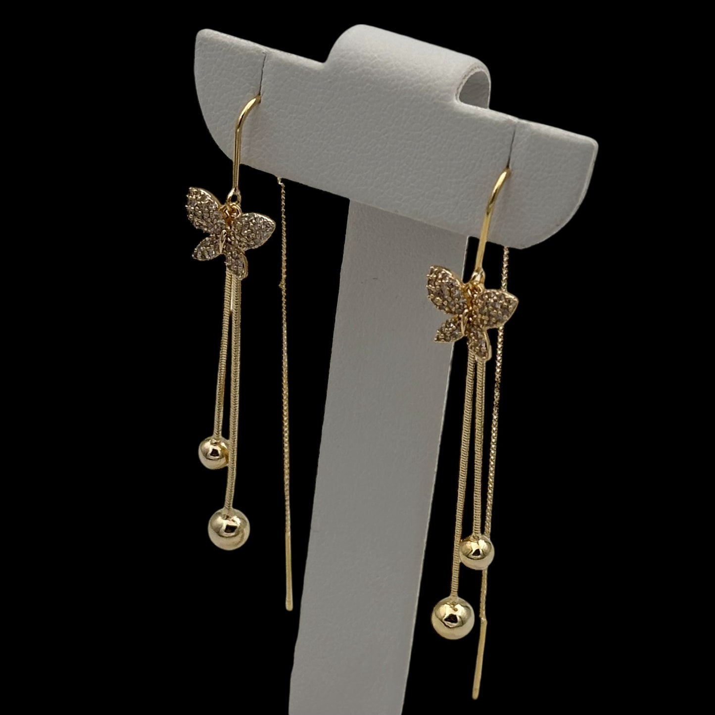 Cercei Long Butterfly Placați cu Aur 18K