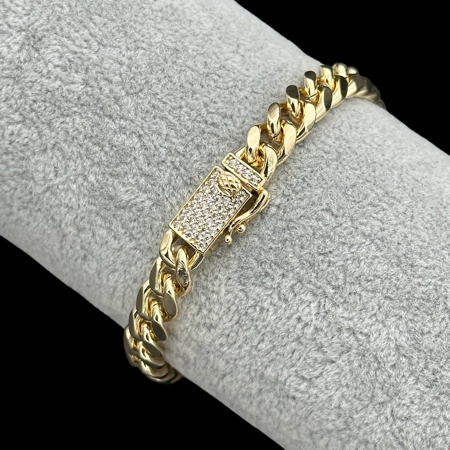 Brățară Cuban 8mm Placată cu Aur 18K