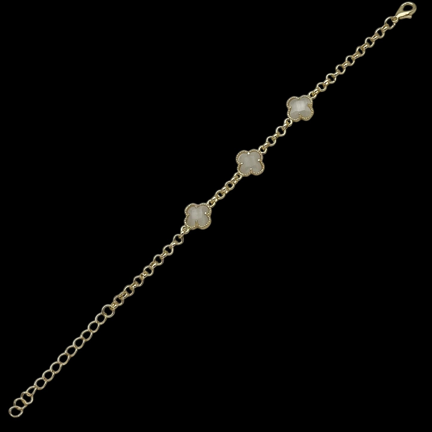 Brățară Trifoi Auriu cu Alb Placată cu Aur 18K