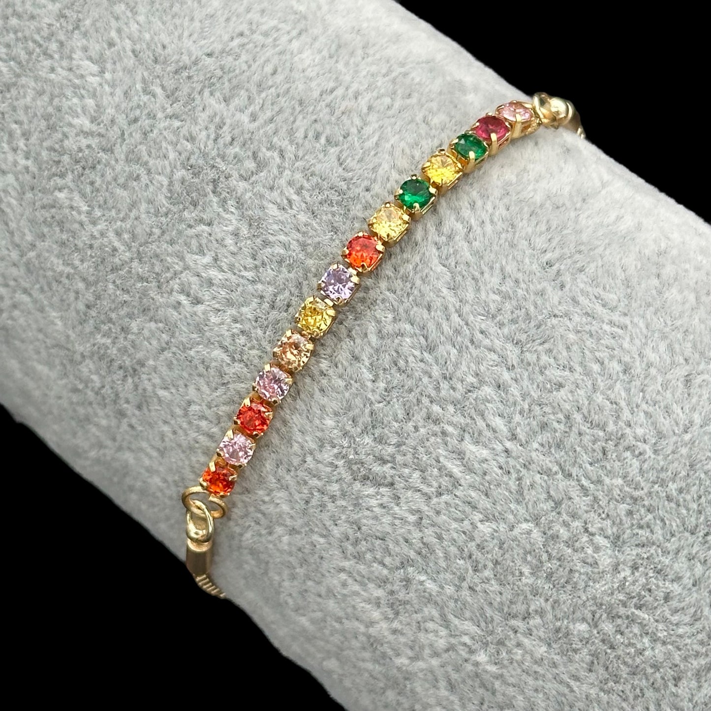 Brățară reglabilă Tennis 3mm Multicolor Placată cu Aur 18K