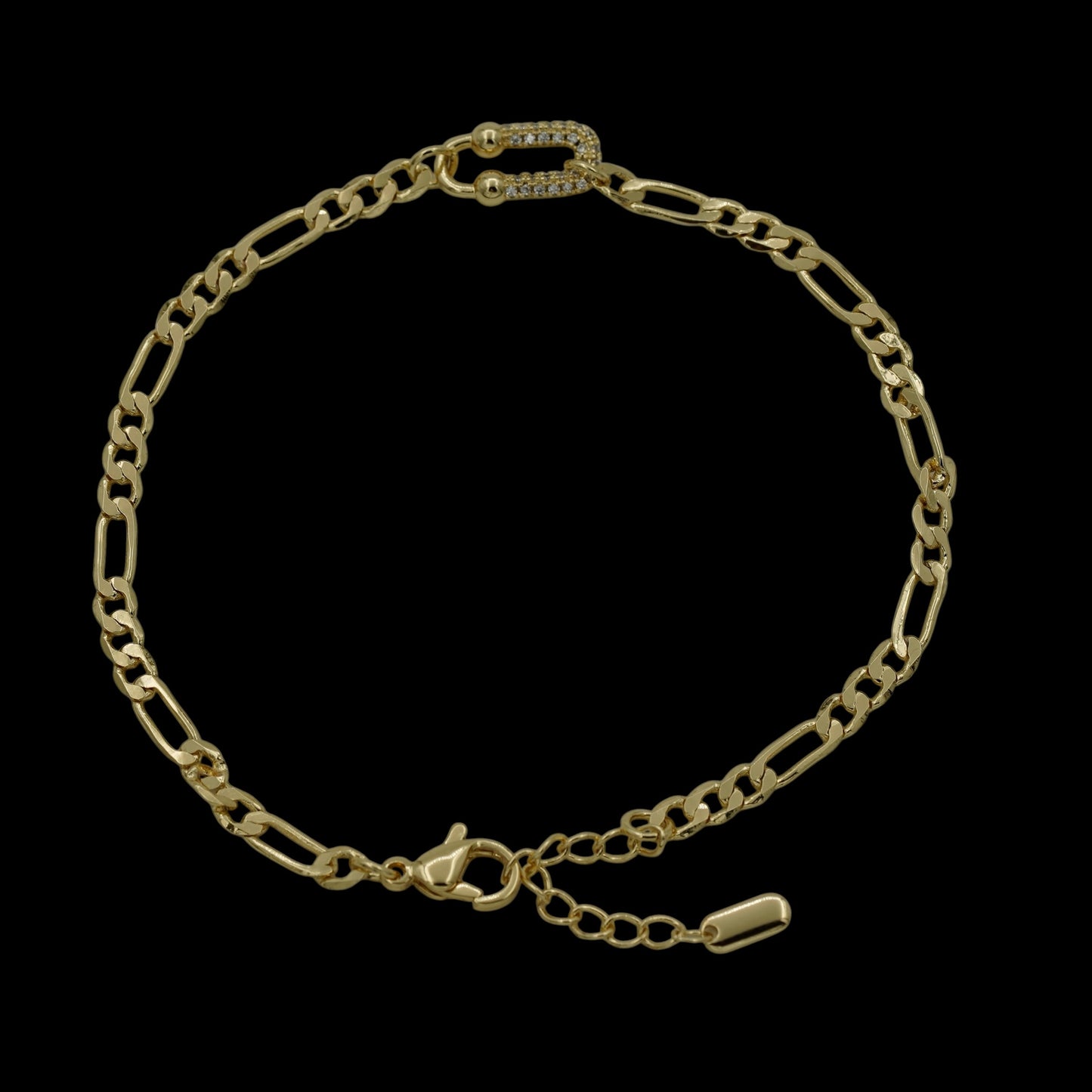 Brățară de picior Figaro Legacy Placată cu Aur 18K