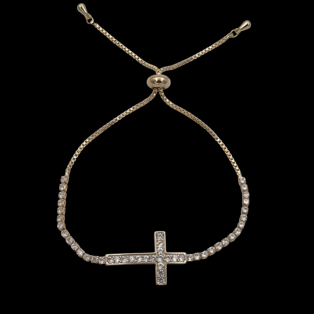 Bratara reglabila Cross Placata cu Aur 18K