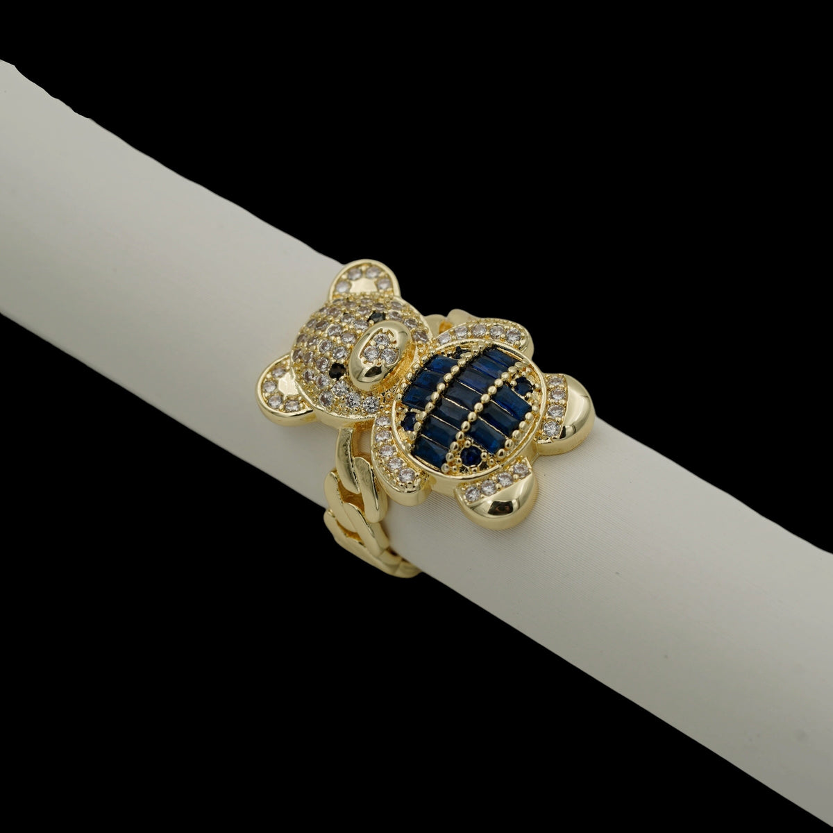Inel Teddy Bear Blue Placat cu Aur 18K