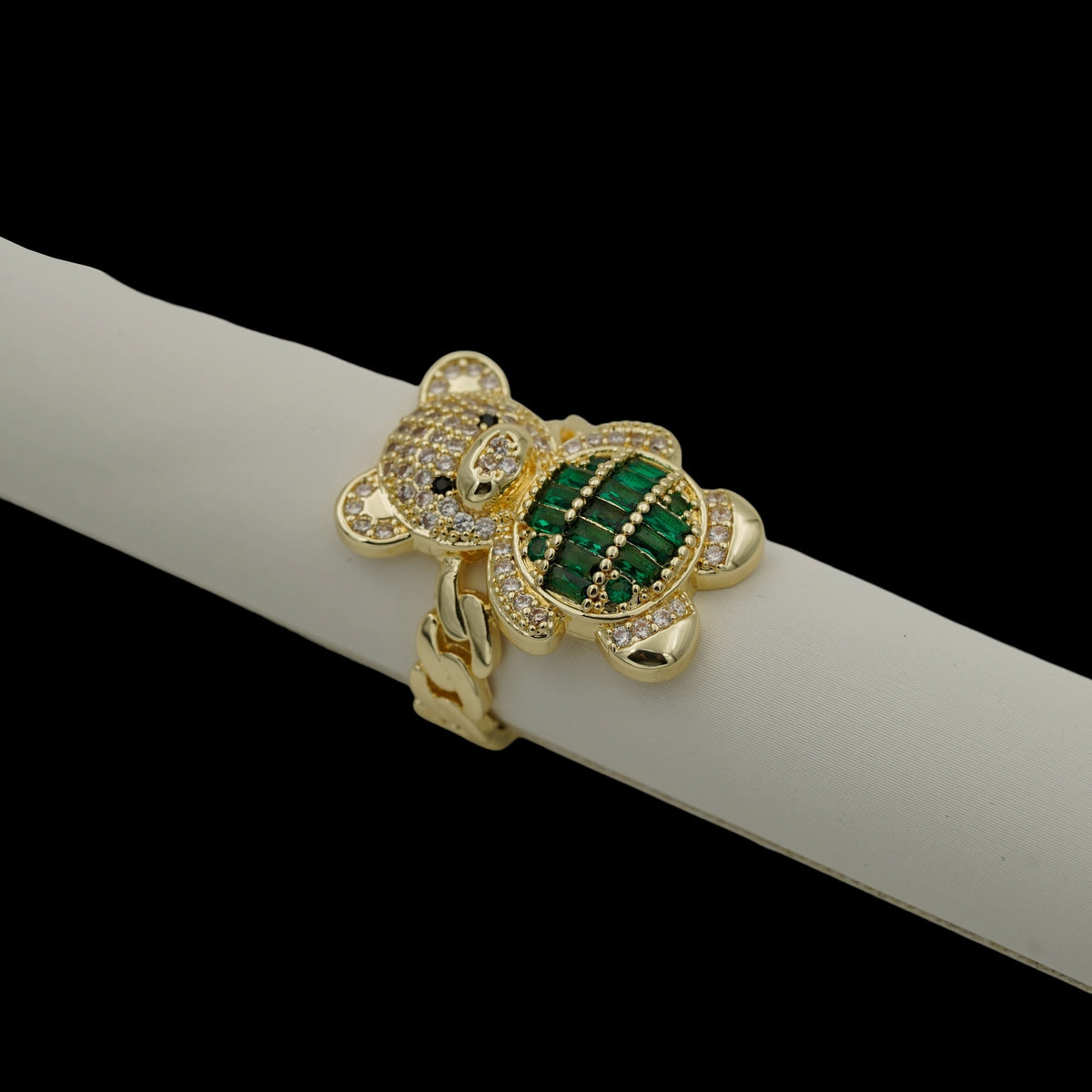Inel Teddy Bear Green Placat cu Aur 18K