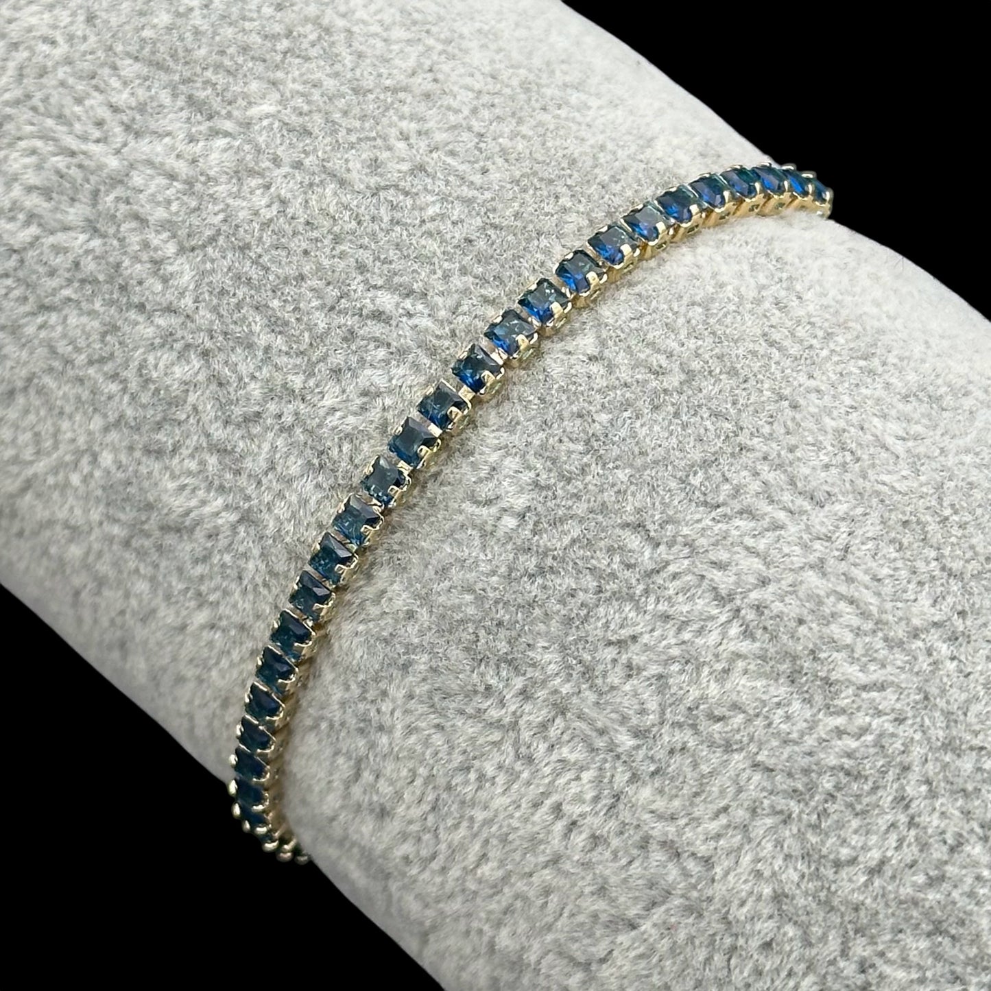 Brățară reglabilă Tennis Blue Placată cu Aur 18K