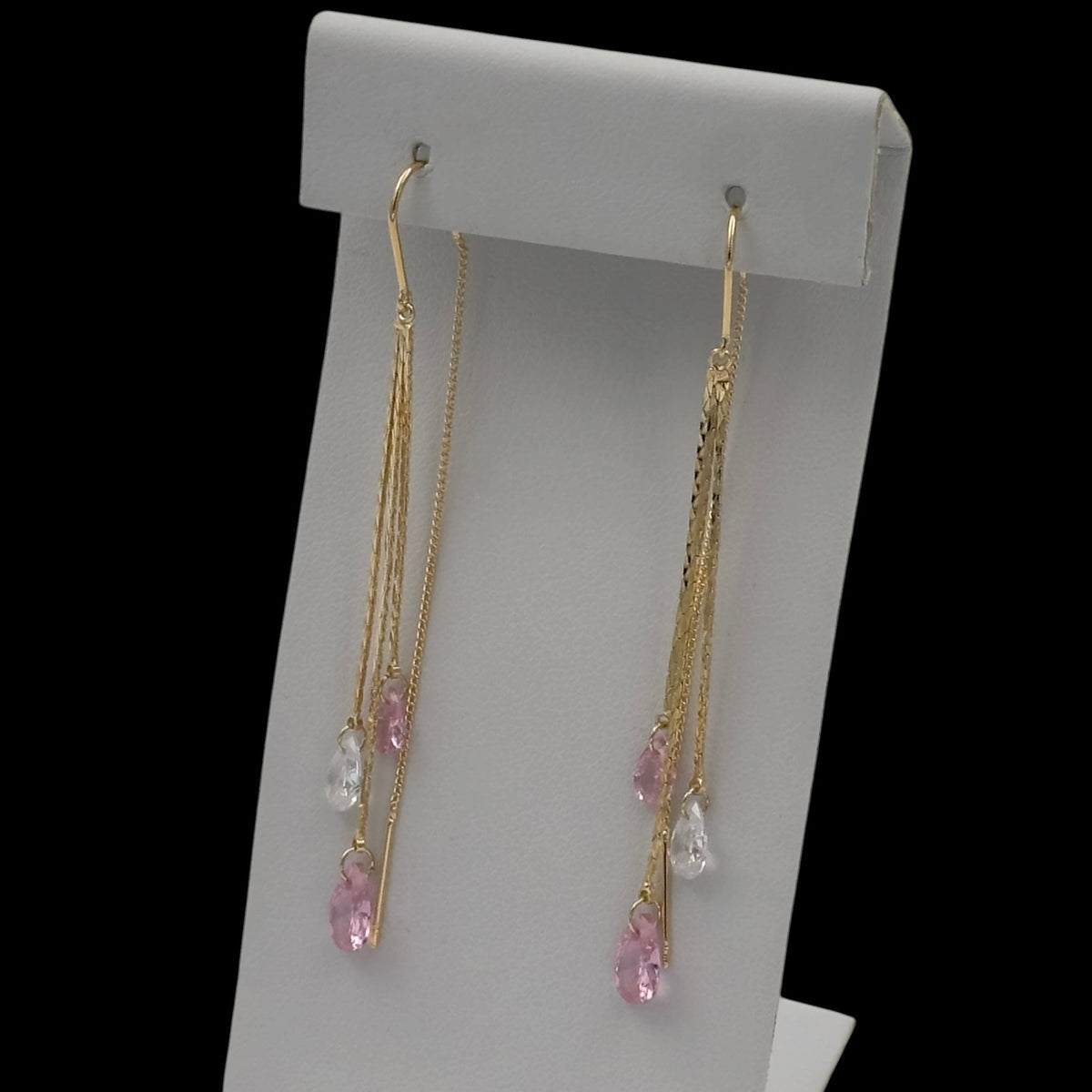 Cercei Crystal Rain Pink Placați cu Aur 18K