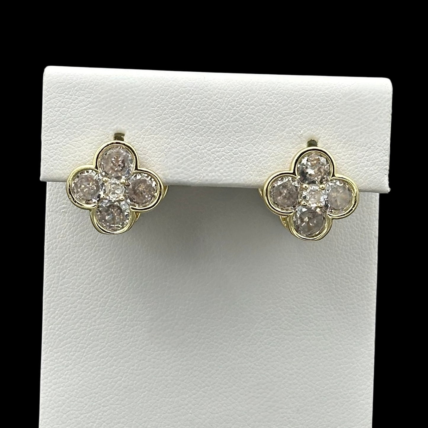 Cercei Trifoi Duo Black Placați cu Aur 18K