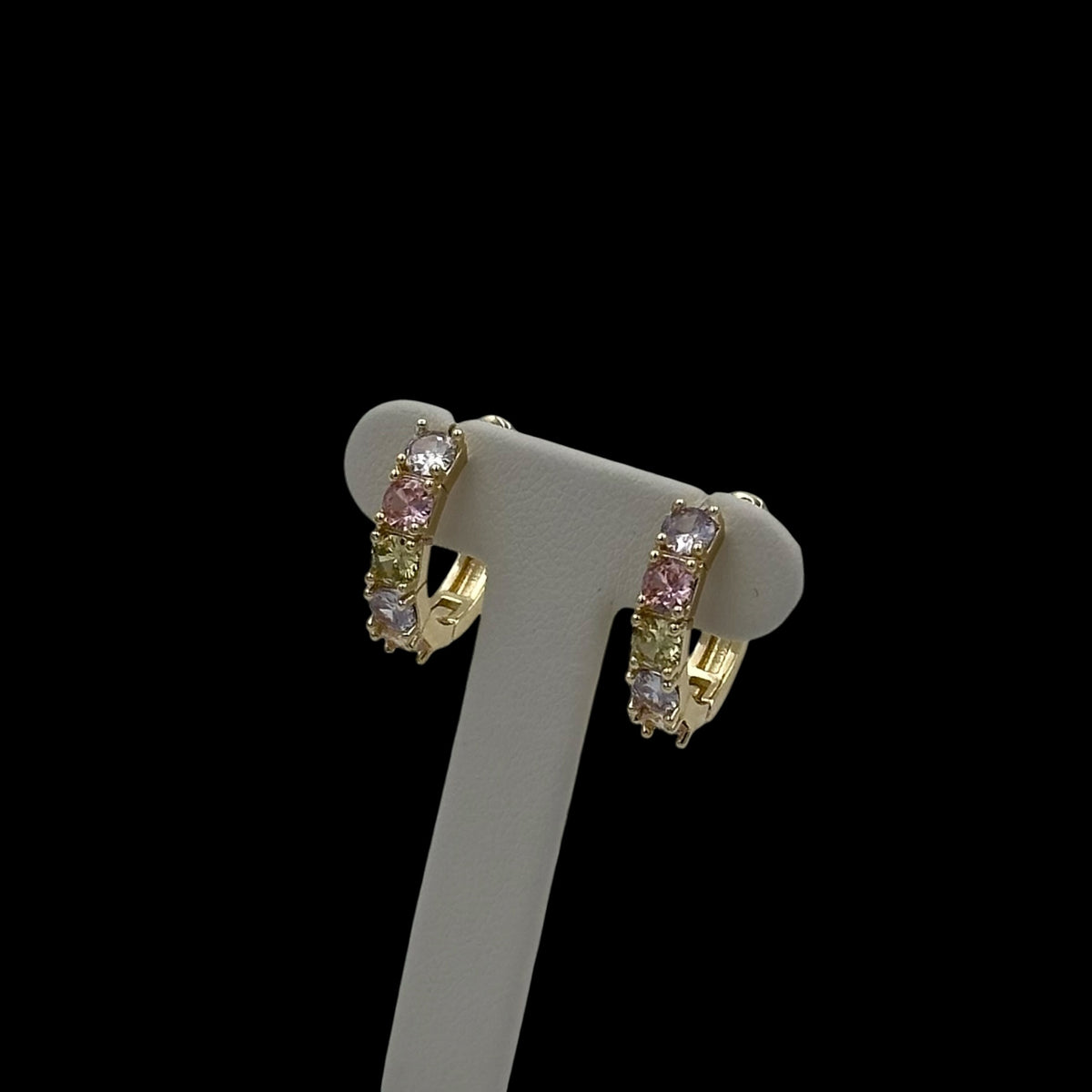 Cercei Mini Crystal Multicolor Placati cu Aur 18K