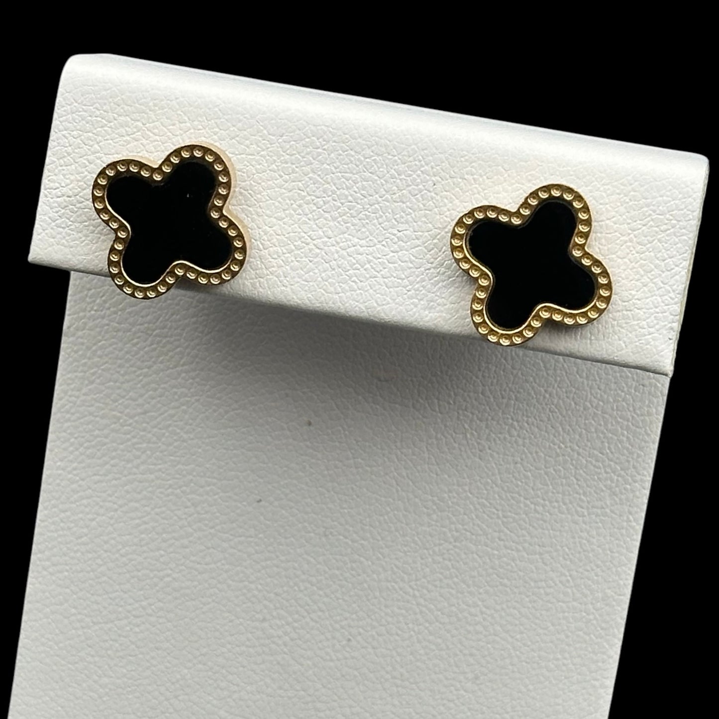 Cercei Trifoi Auriu cu Negru INOX