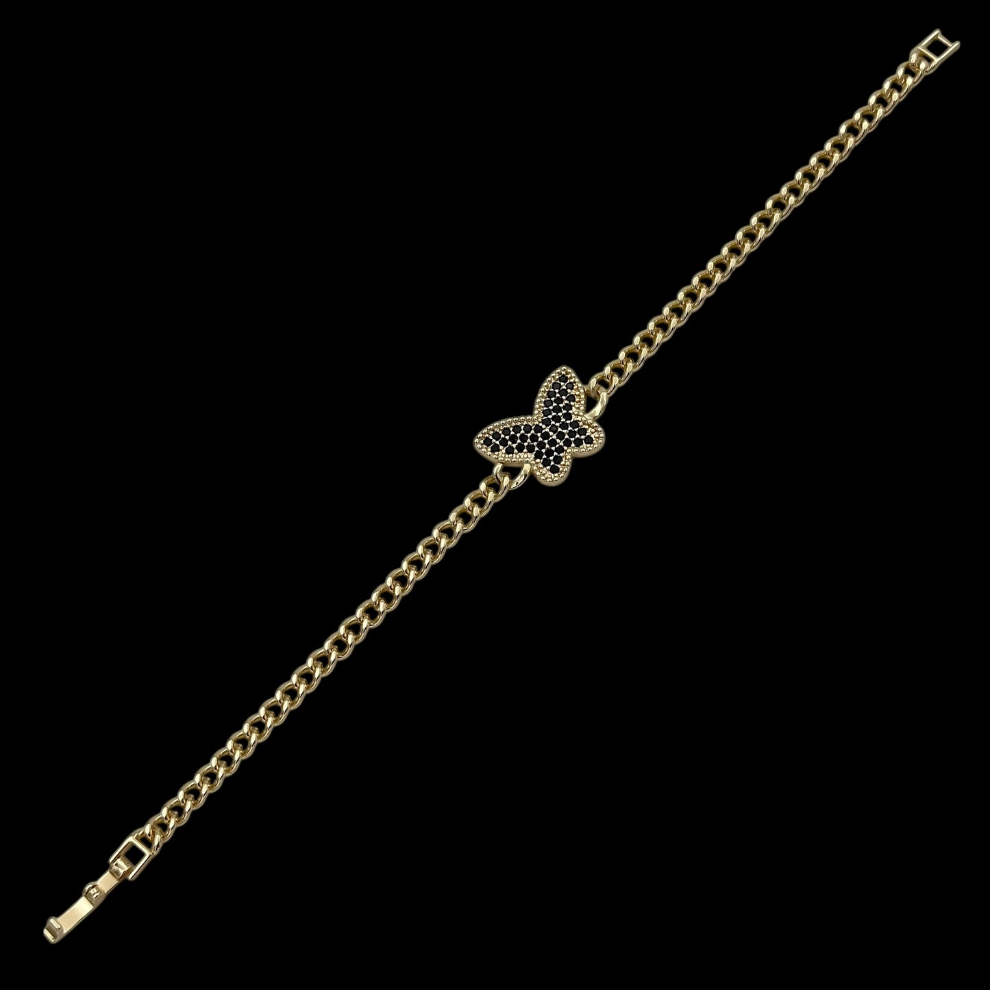 Brățară Butterfly Black Placată cu Aur 18K