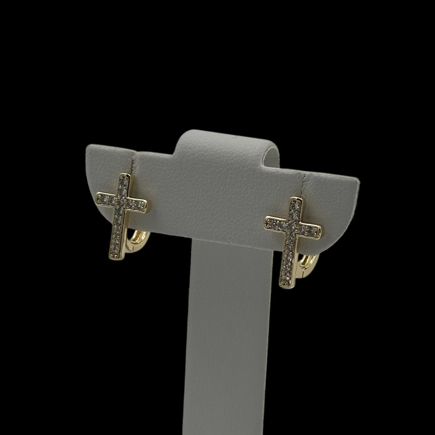 Cercei Mini Cross Placați cu Aur 18K