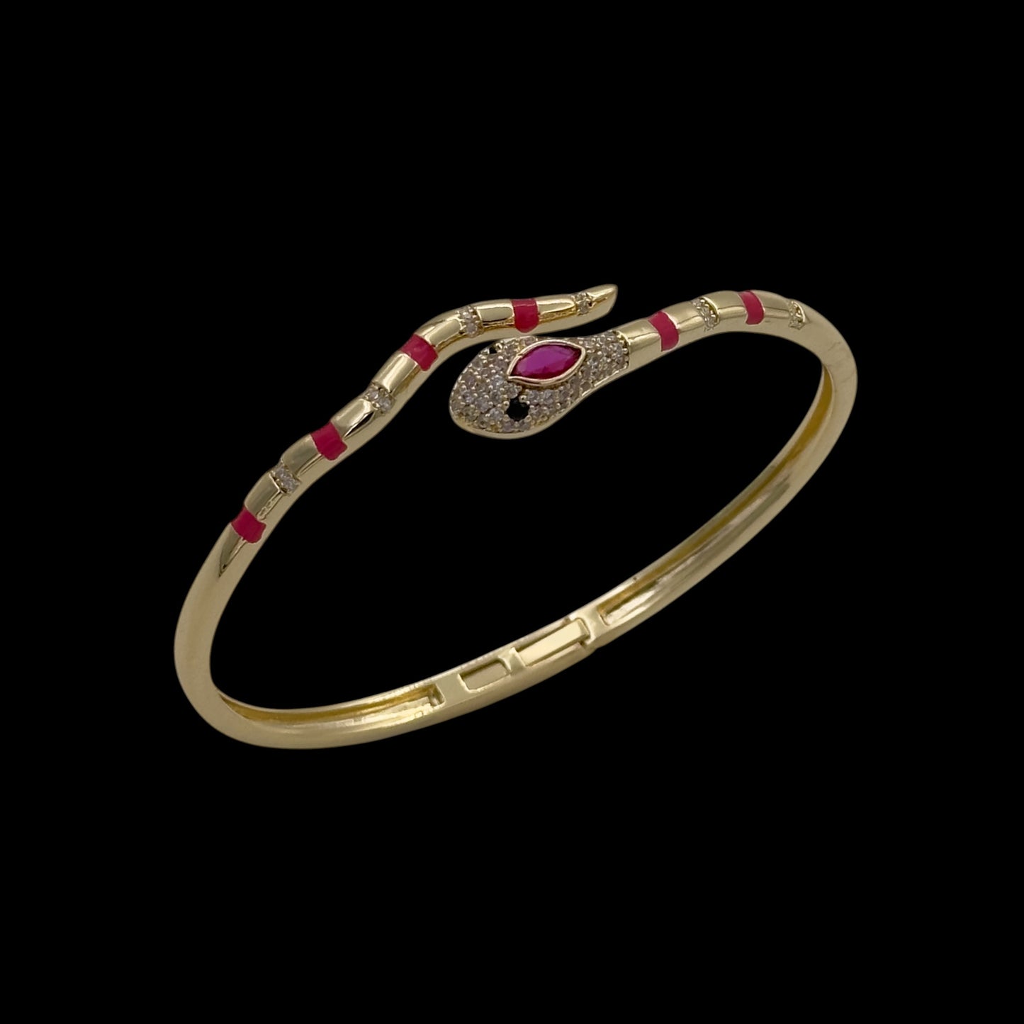 Brățară Fixă Snake Pink Placată cu Aur 18K