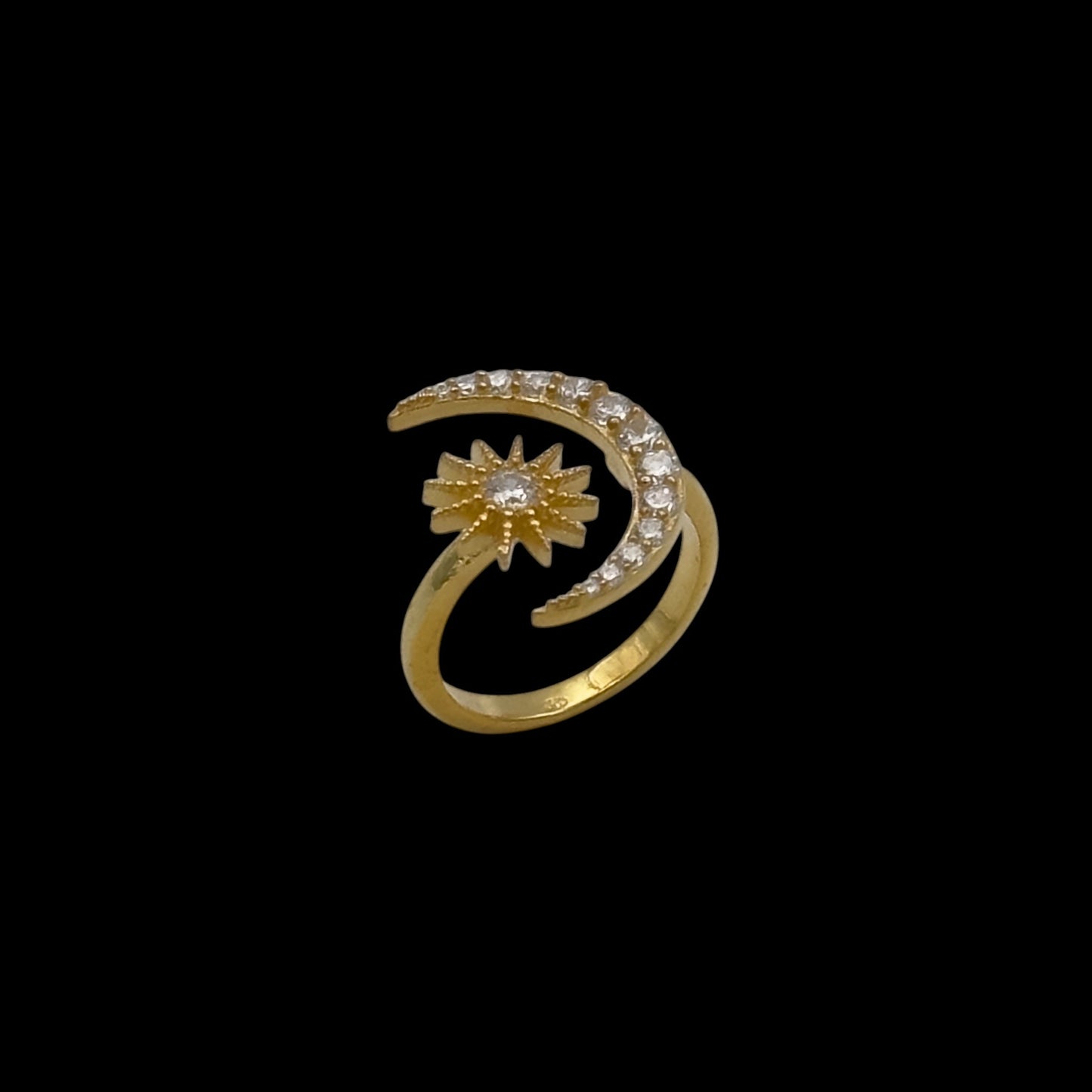 Inel reglabil Moon&Sun Argint Placat cu Aur 14K