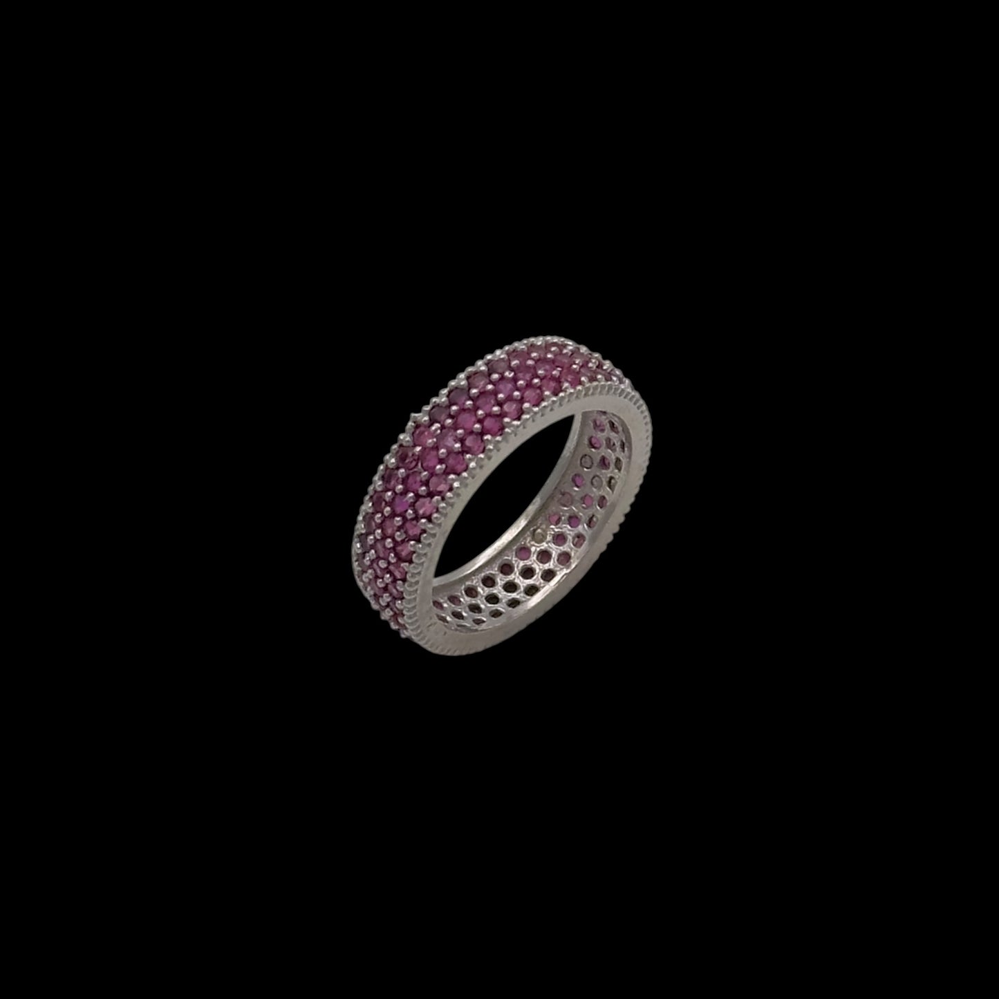 Inel Tennis Diamonds Fuchsia Argint