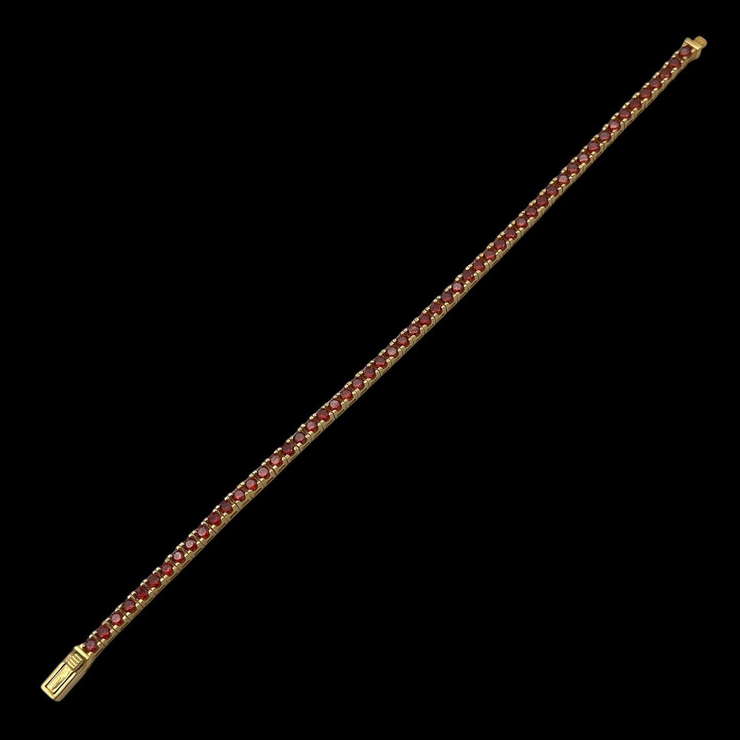 Bratara Tennis 3mm Red Argint Placata cu Aur 14K