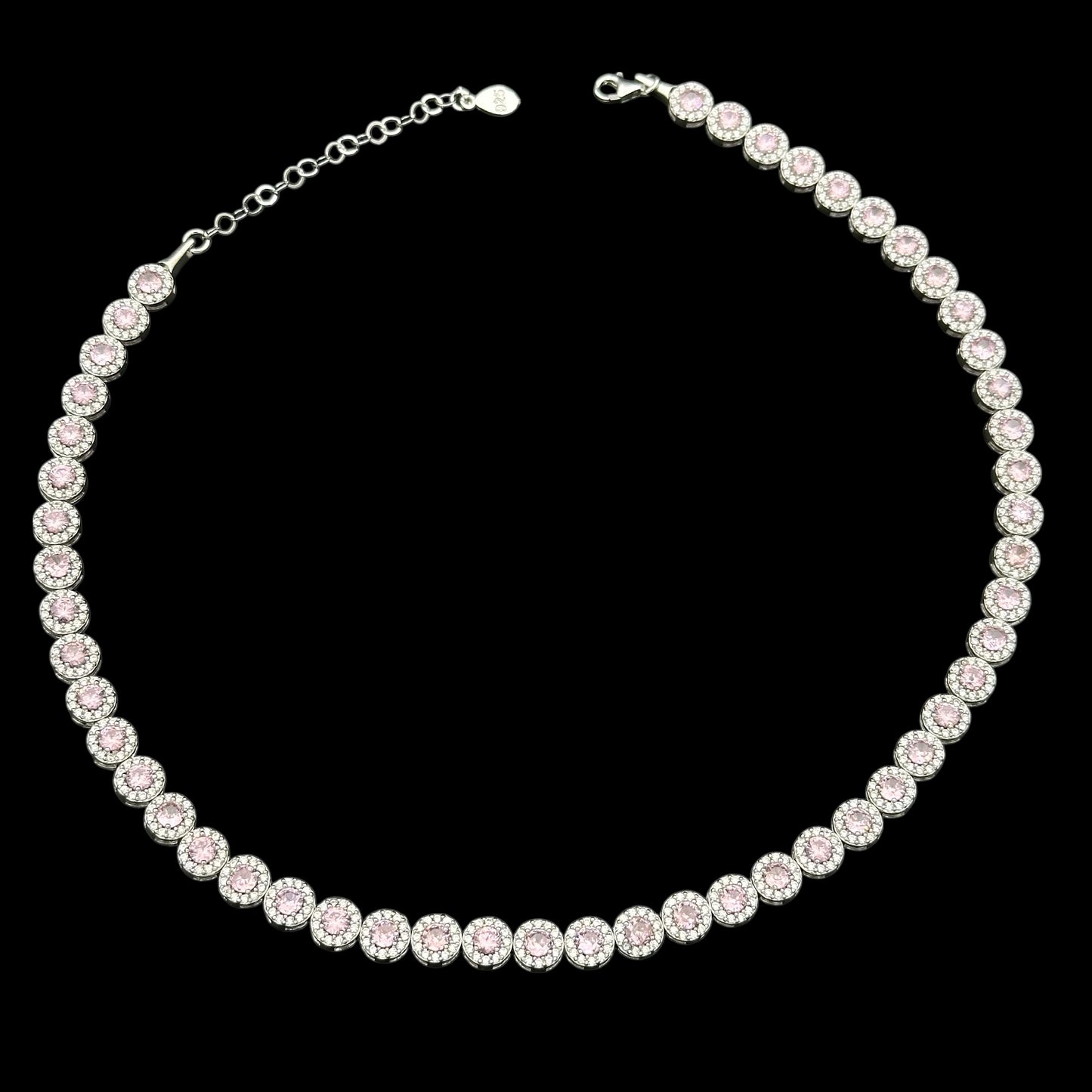 Colier Tennis Angely Pink Argint