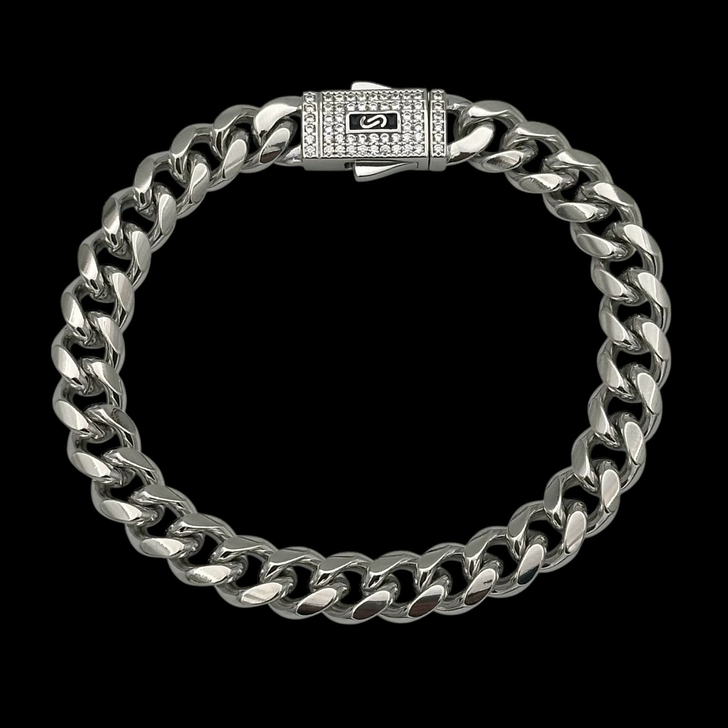 Brățară Cuban Miami Placată cu Aur Alb