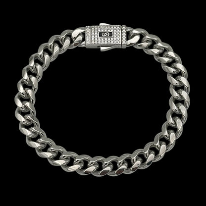 Brățară Cuban Miami Placată cu Aur Alb