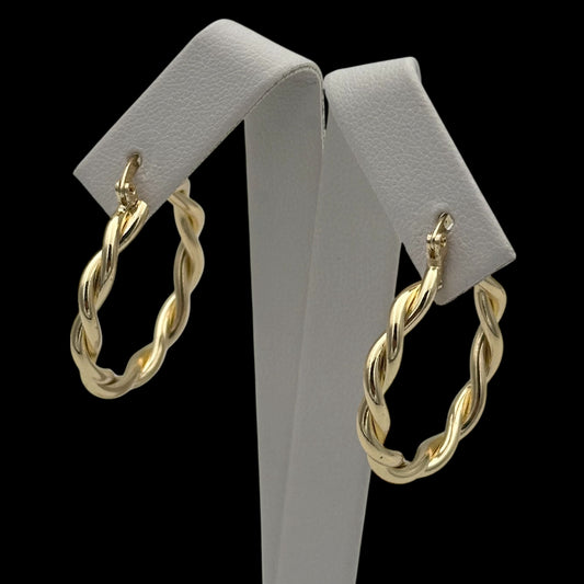 Cercei Circle Twisted S Placați cu Aur 18K