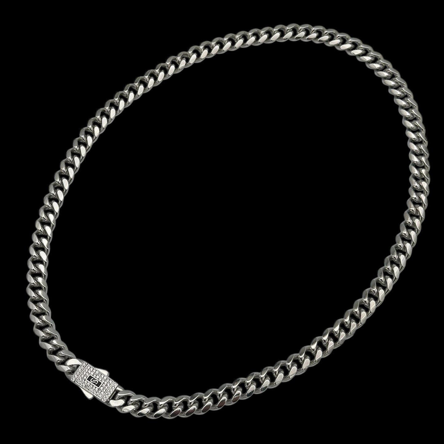 Colier Cuban Miami Placat cu Aur Alb