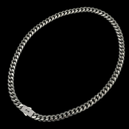 Colier Cuban Miami Placat cu Aur Alb