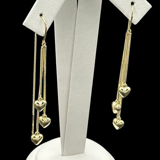 Cercei Triple Heart Placați cu Aur 18K