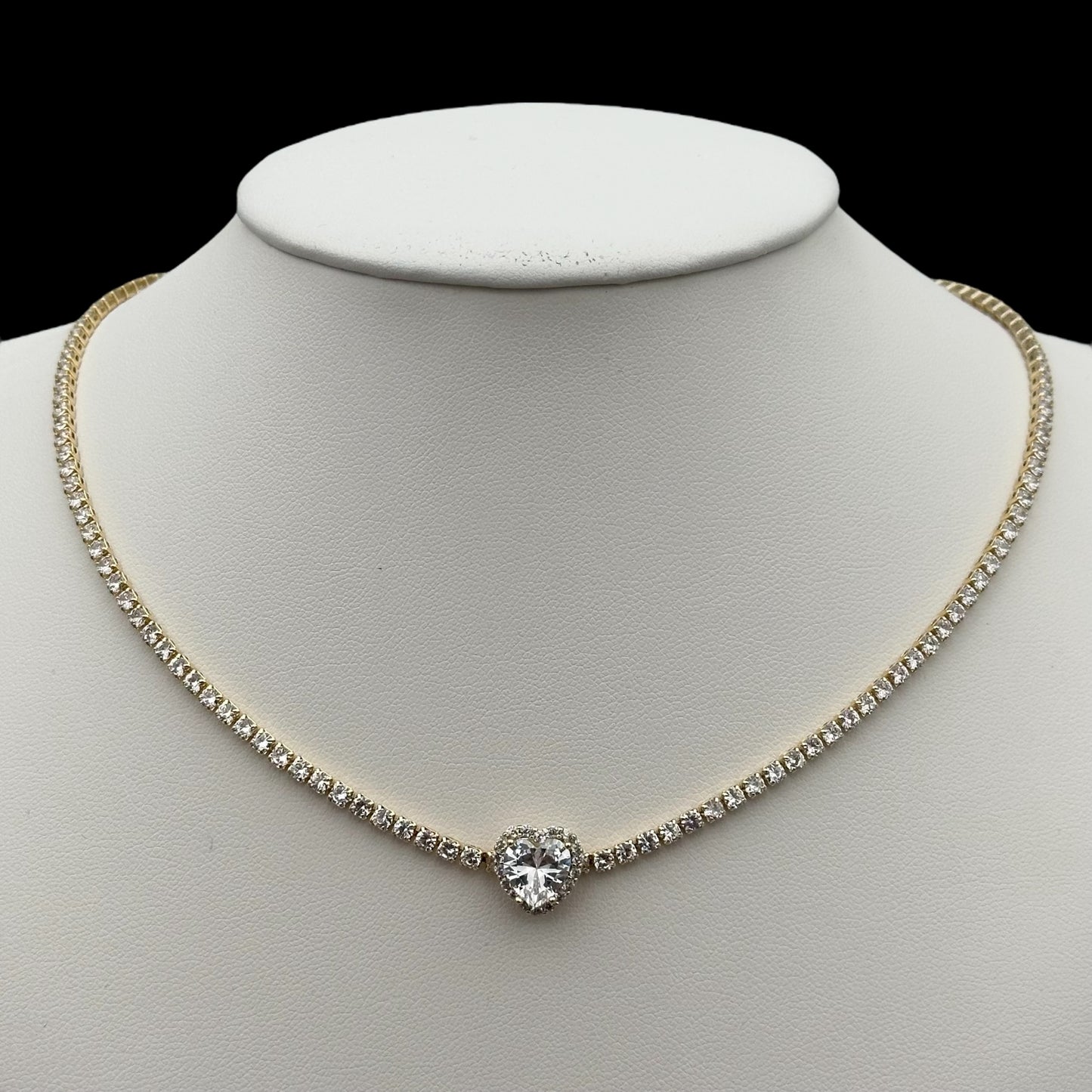 Colier Tennis Heart Placat cu Aur 18K