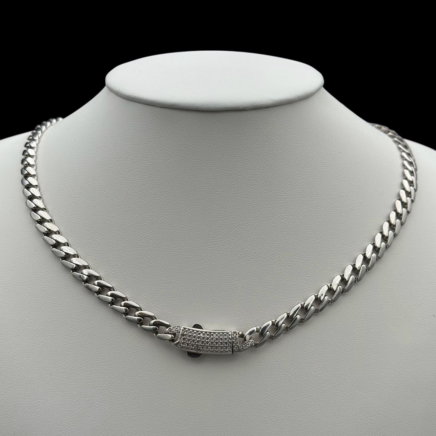 Colier Cuban Clear 6mm Argint