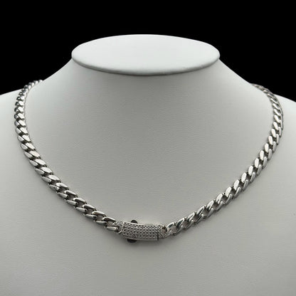 Colier Cuban Clear 6mm Argint