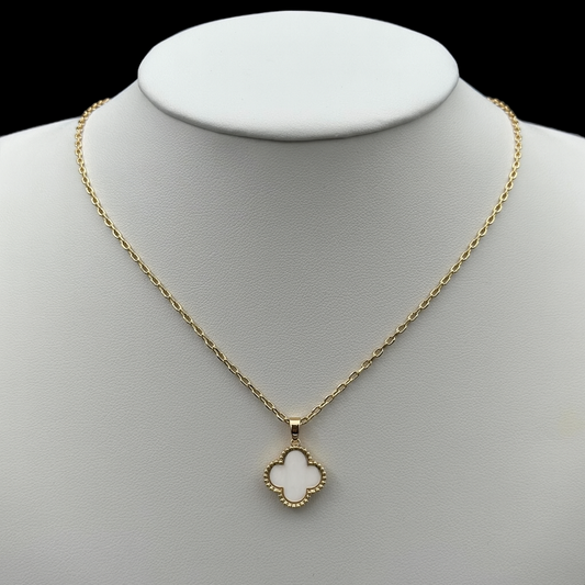 Lantisor Trifoi Auriu cu Alb Placat cu Aur 18K