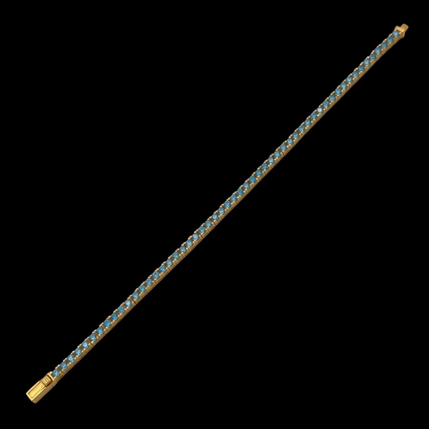 Bratara Tennis 3mm Light Blue Argint Placata cu Aur 14K