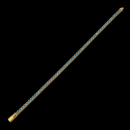 Bratara Tennis 3mm Light Blue Argint Placata cu Aur 14K
