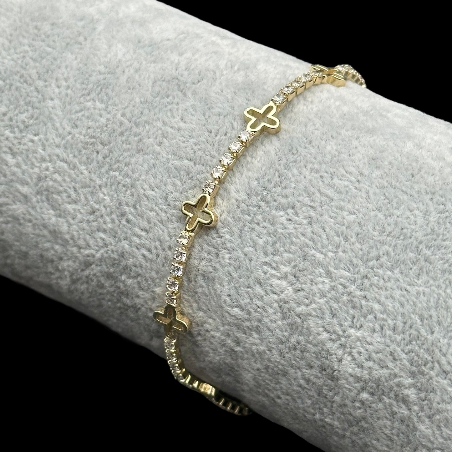 Brățară Tennis Trifoi 2mm Placată cu Aur 18K