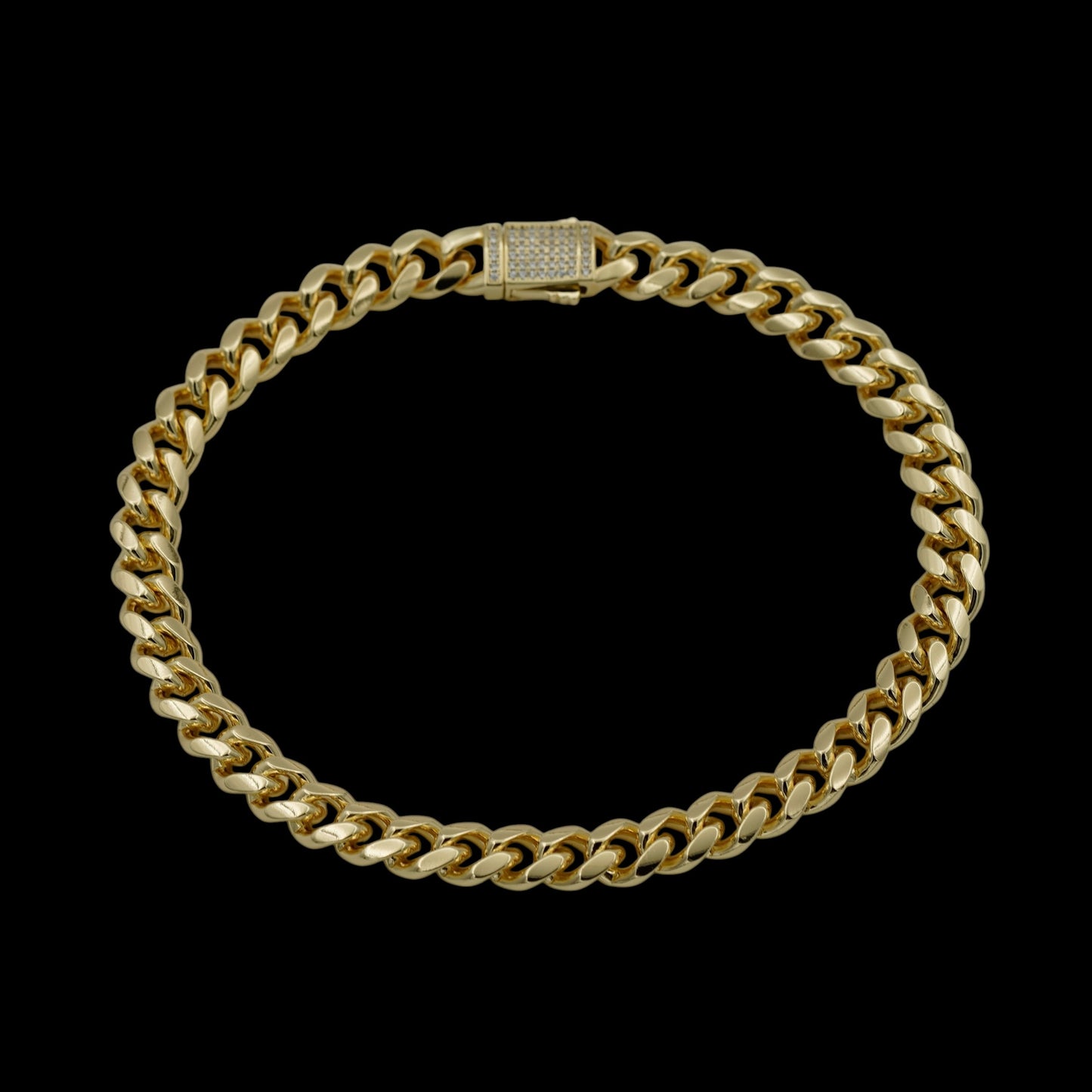 Bratara de picior Cuban 8mm Placata cu Aur 18K