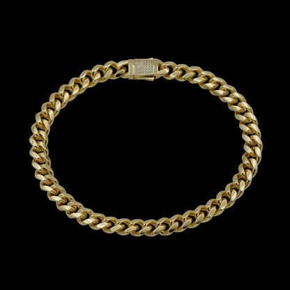 Bratara de picior Cuban 8mm Placata cu Aur 18K
