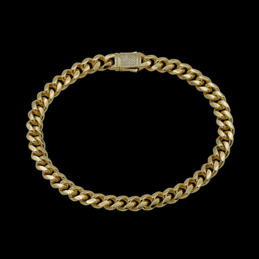 Bratara de picior Cuban 8mm Placata cu Aur 18K