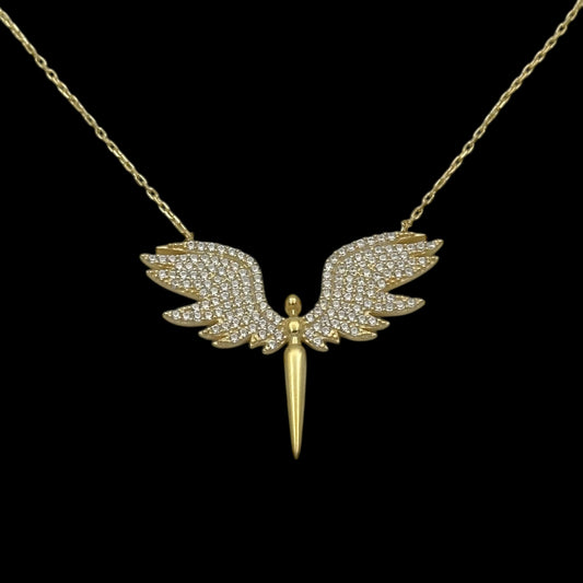 Lantisor Guardian Angel Argint Placat cu Aur 14K