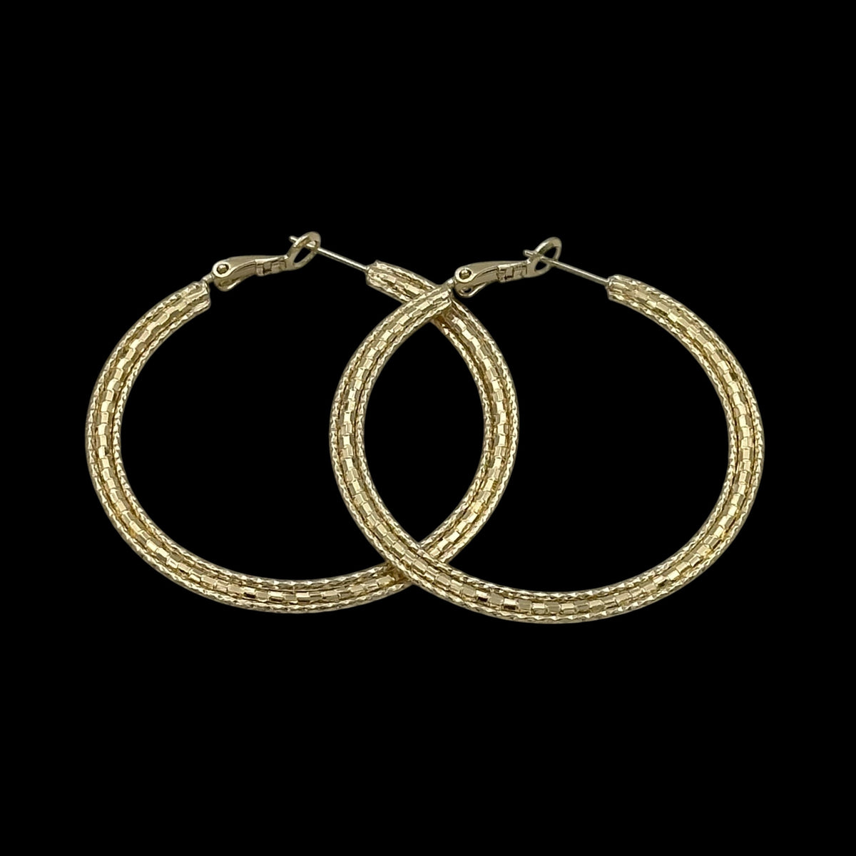 Cercei Circle Texture Placati cu Aur 18K
