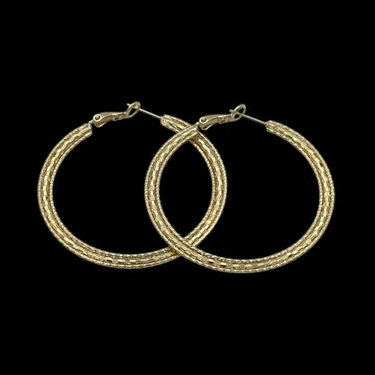 Cercei Circle Texture Placati cu Aur 18K