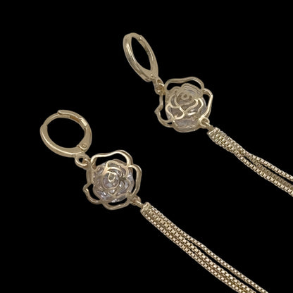 Cercei Long Rose Placati cu Aur 18K